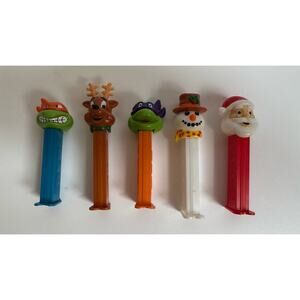 Vintage 5 Pez Dispenser Lot Santa Snowman Reindeer Ninja Turtles Grand Sales